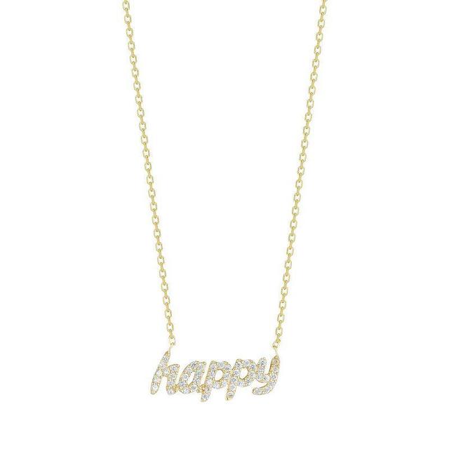 Sunkissed Sterling Cubic Zirconia Happy Necklace, Womens, Gold Product Image