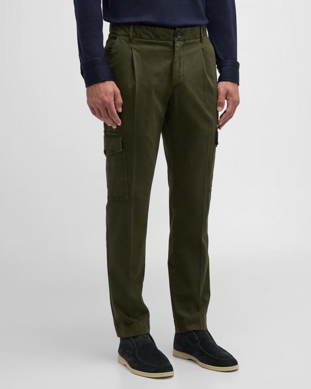 Mens Pleated Cotton-Cashmere Cargo Pants Product Image