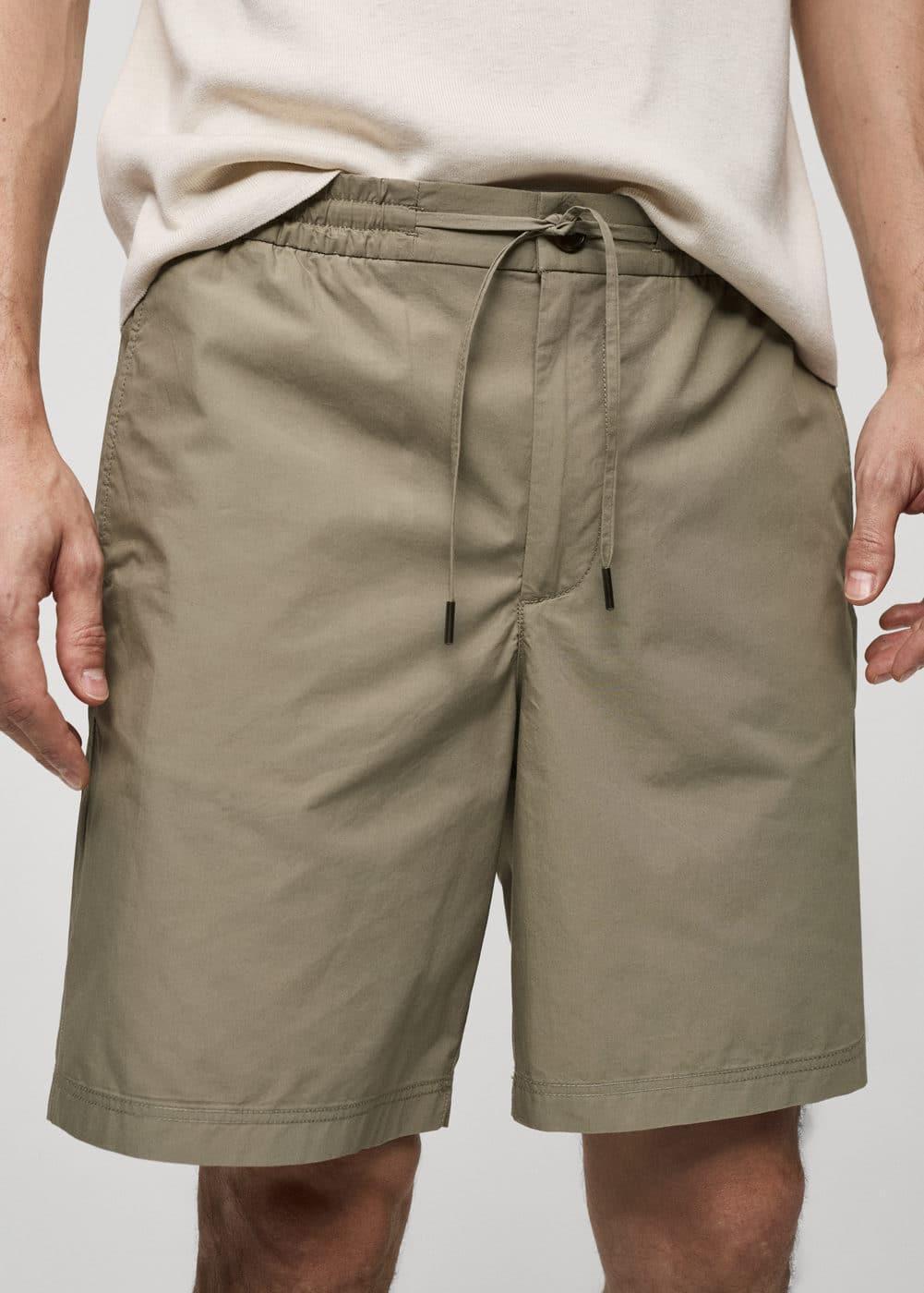 MANGO MAN - 100% cotton drawstring Bermuda shorts mink greyMen Product Image