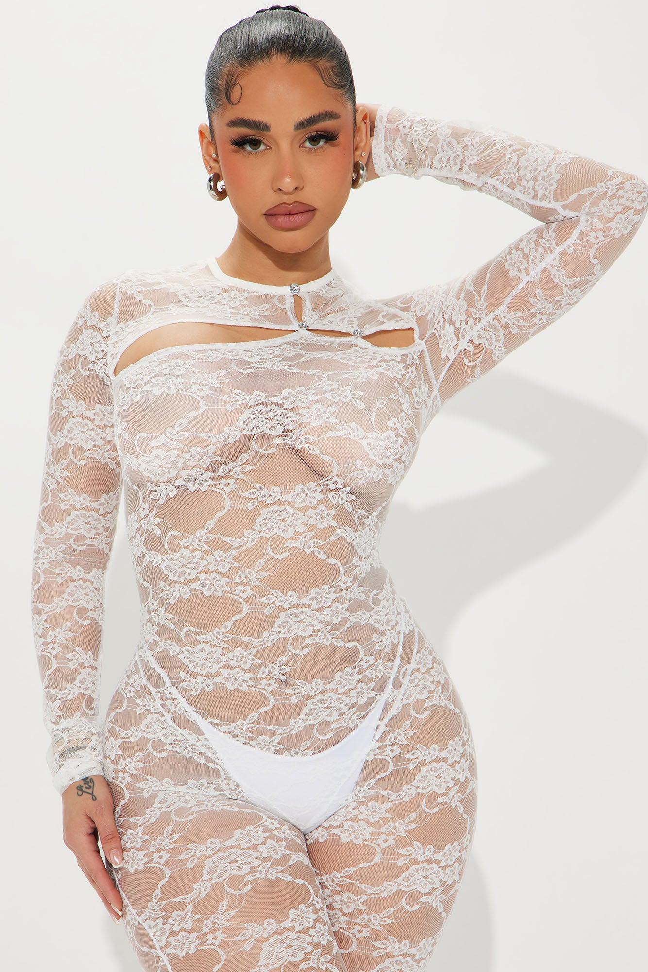 Love Me Lace Jumpsuit  - White Product Image