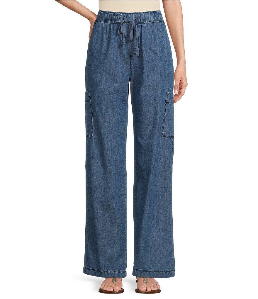 Westbound The ISLAND Pull-On Mid Rise Wide Leg Cargo Pocket Jeans Product Image