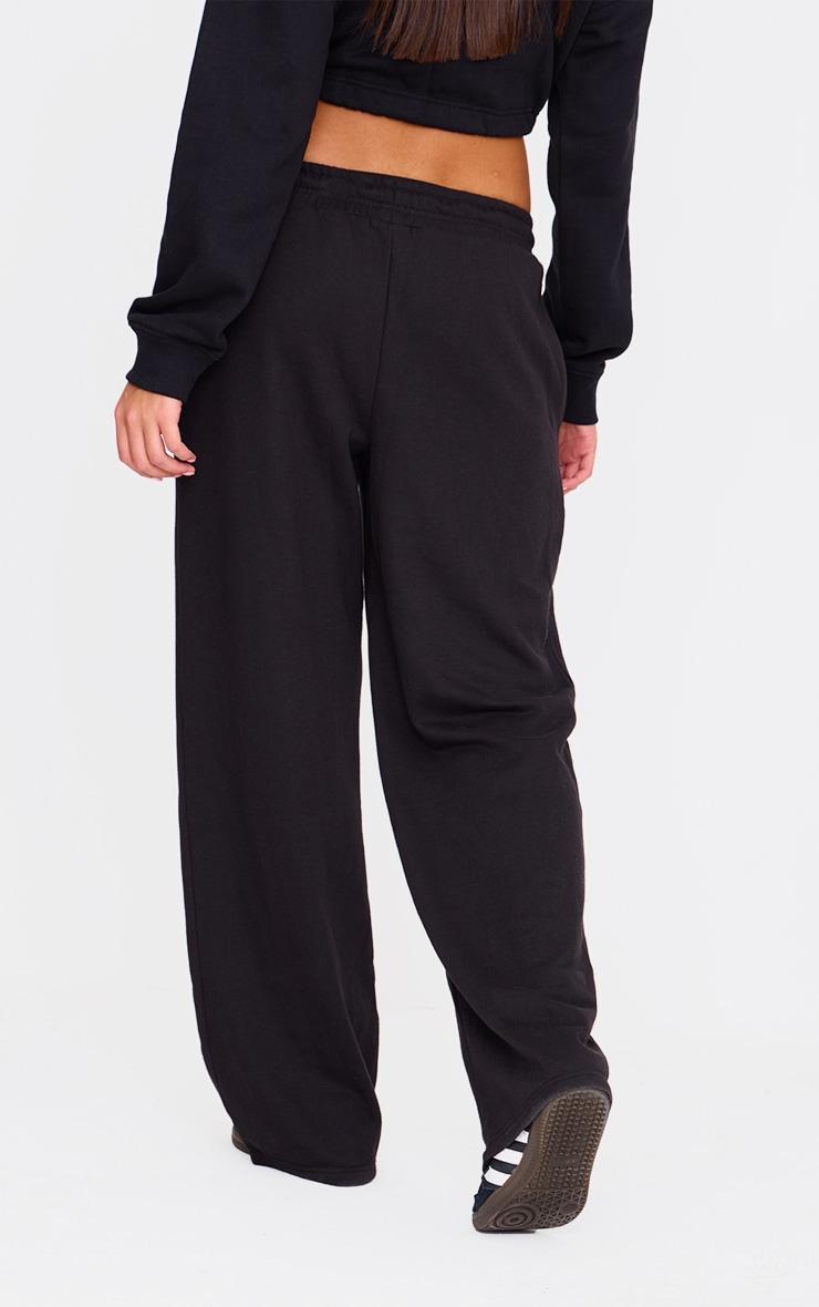 Black Wide Leg Pintuck Drawstring Sweatpants Product Image