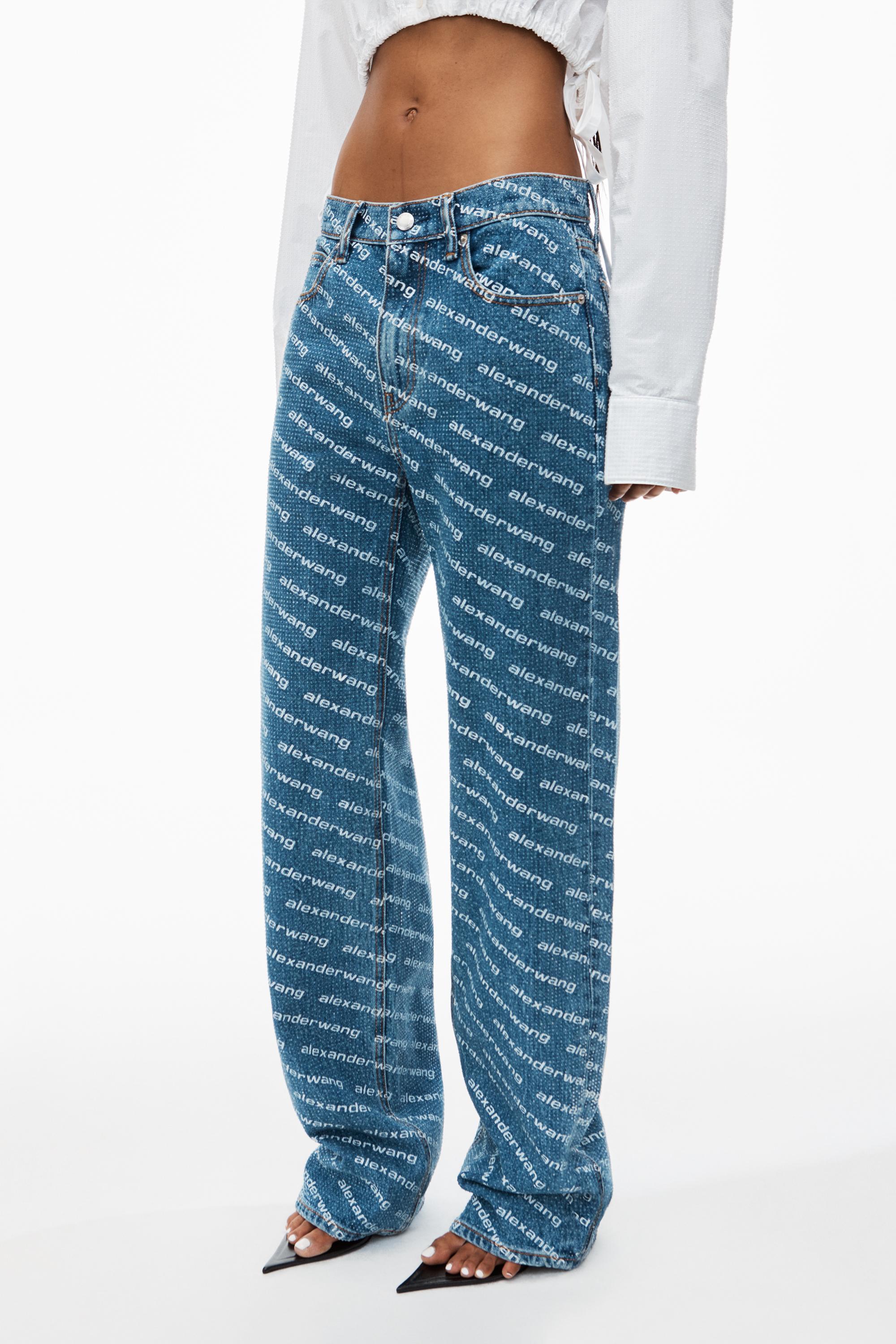 Ez Mid Rise Jeans In Logo Crystal Hotfix Product Image