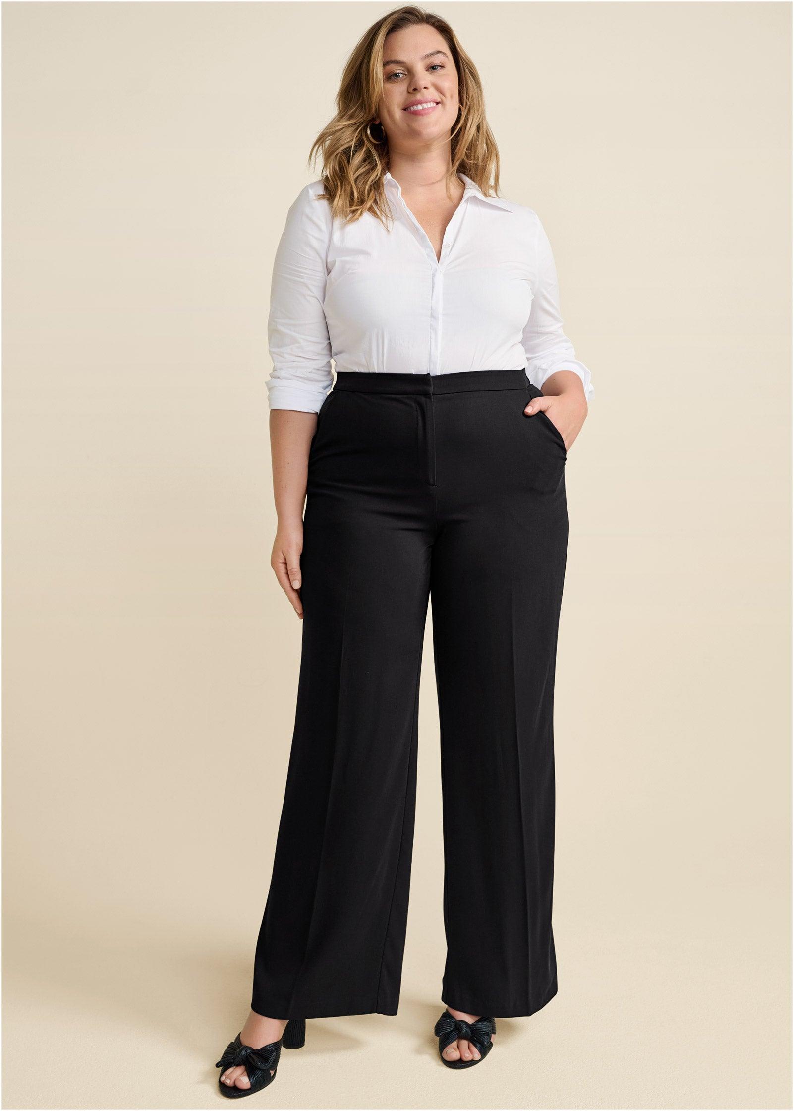 High-Rise Wide Leg Trousers - Black product image