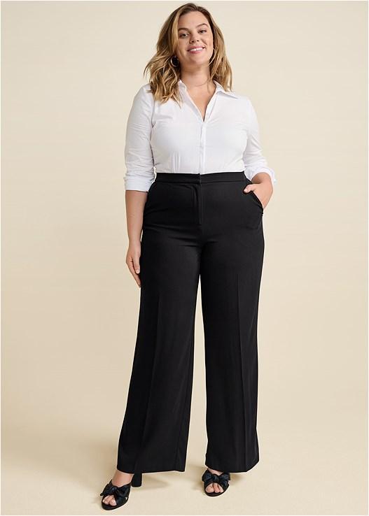 High-Rise Wide Leg Trousers - Navy product image