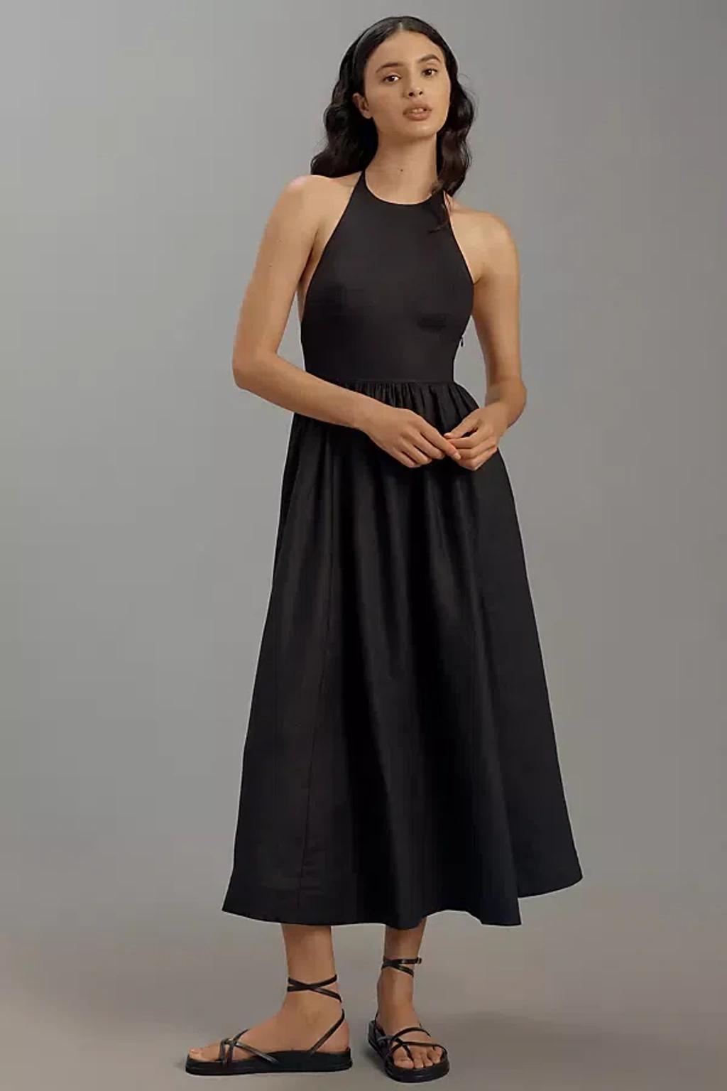 Percy Linen Midi Dress In Black Product Image