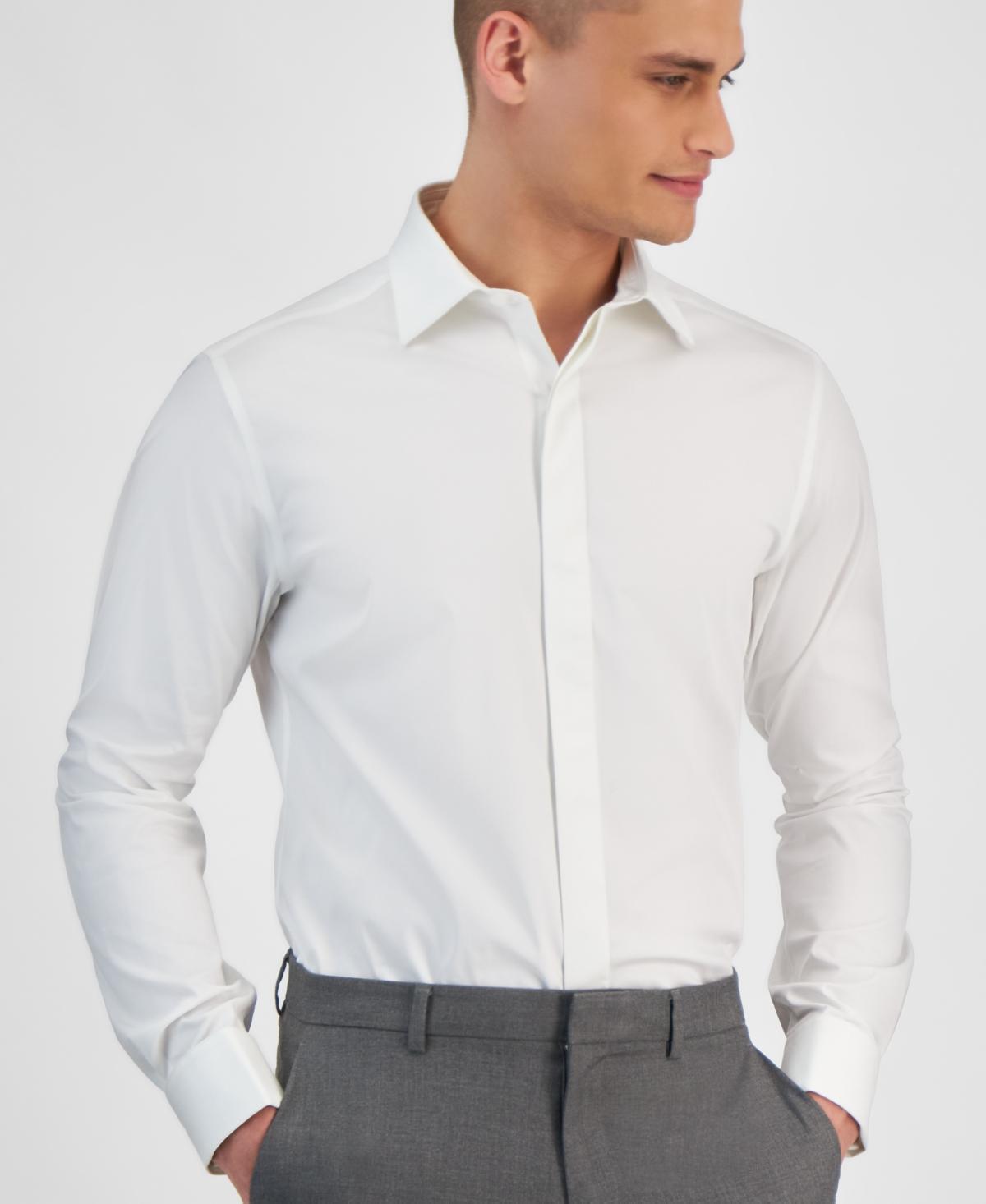 Alfani Mens Slim Fit Formal French Cuff Solid Dress Shirt, Created for Macys Product Image