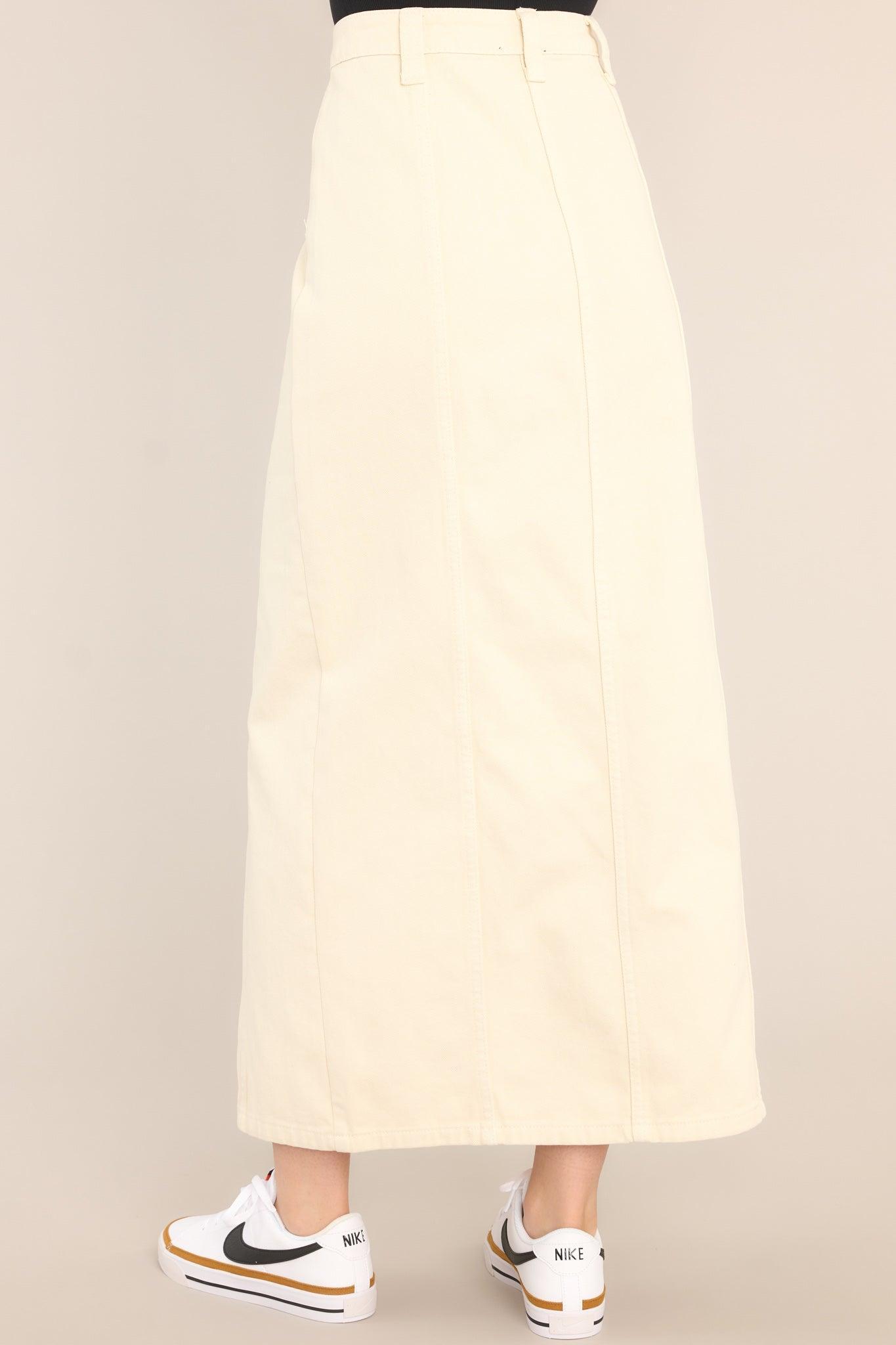 I Swear It Ivory Denim Maxi Skirt Product Image