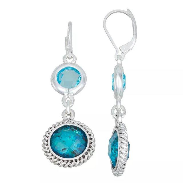 Napier Silver Tone Double Drop Leverback Earrings, Womens, Blue Product Image