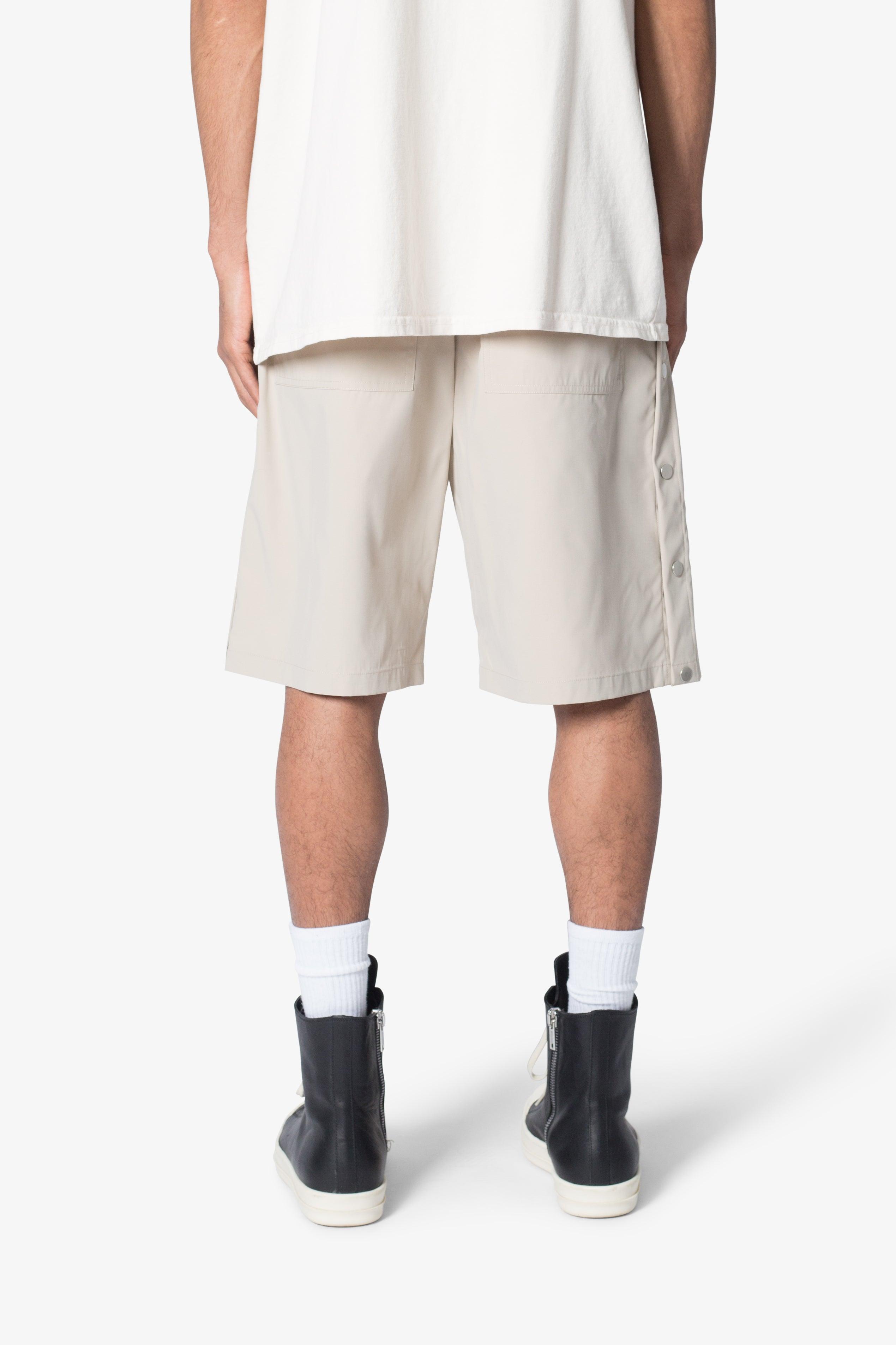 Side Snap Nylon Shorts - Tan Product Image