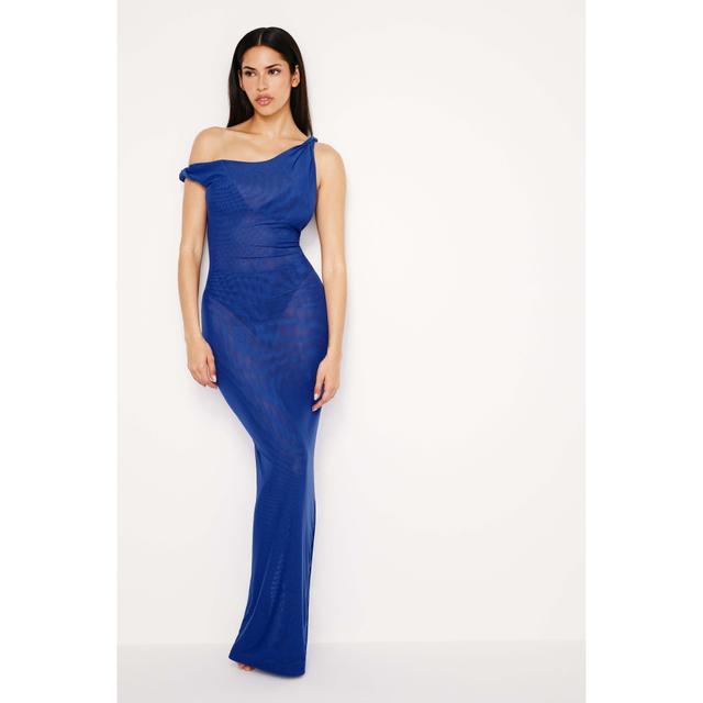 Womens Mesh Twist Maxi Dress | Capri Blue, Size Large | Good American by Khlo Kardashian Product Image