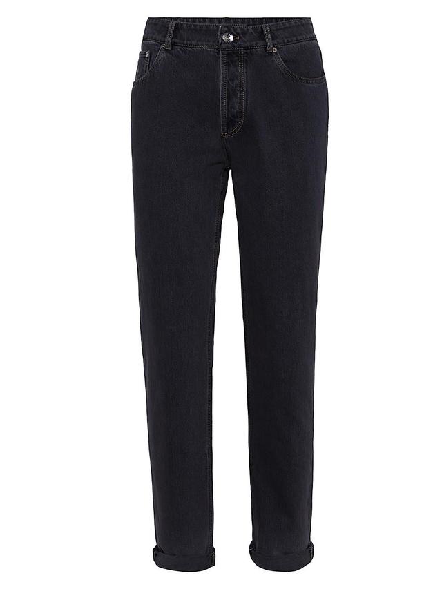 Mens Grayscale Denim Traditional Fit Five Pocket Trousers Product Image