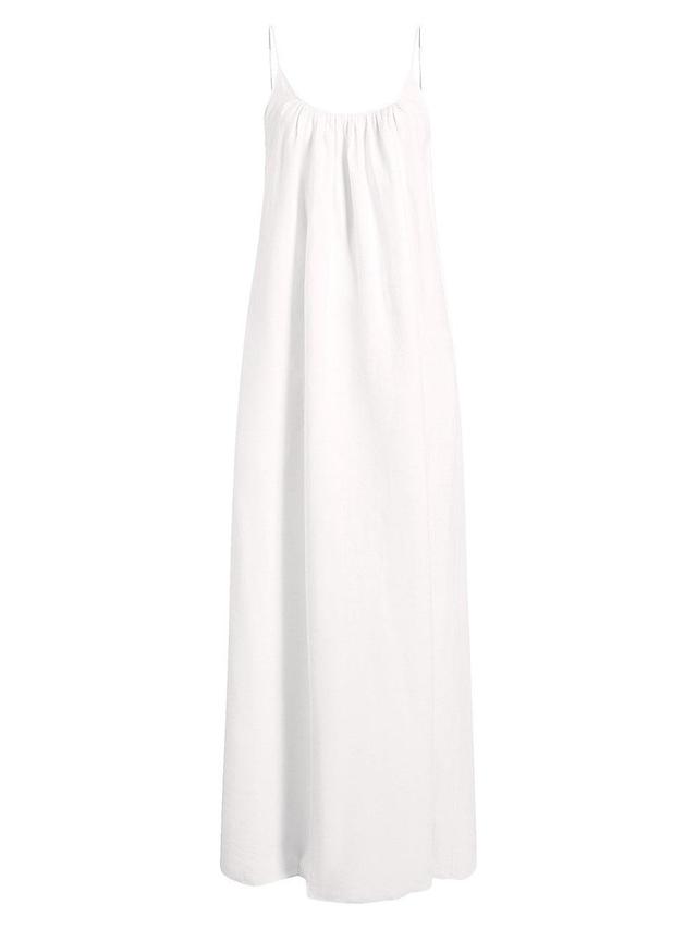 Womens Gathered Summer Dress - White - Size 6 Product Image