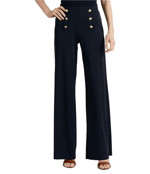 Lauren Ralph Lauren Stretch Jersey High Rise Wide Leg Pants Product Image