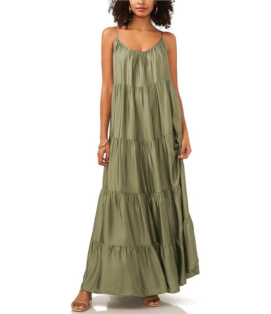 Vince Camuto Crew Neck Sleeveless Maxi A-Line Dress Product Image