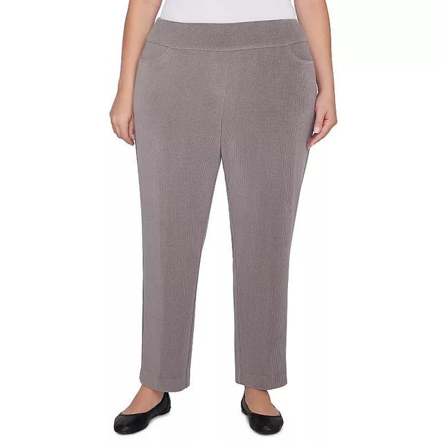 Plus Size Alfred Dunner Knit Corduroy Pull-On Short Length Pants, Womens Grey Product Image