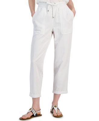 Tommy Hilfiger Womens High Rise Cuffed Twill Pants Product Image