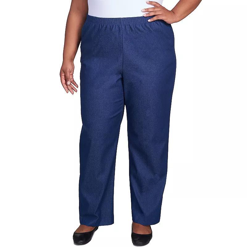 Plus Size Classic Denim Pull-On Straight-Leg Short Length Pants Product Image