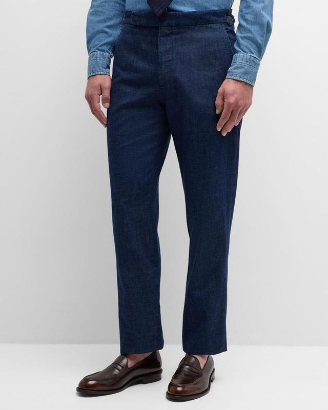 Mens Gregory Hand-Tailored Denim Suit Trousers Product Image