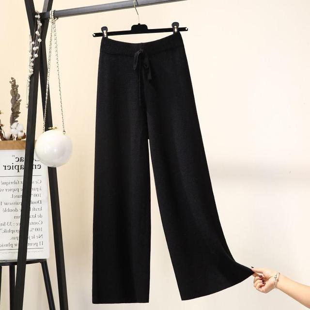 High Rise Plain Wide Leg Pants Product Image