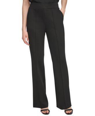 Calvin Klein Womens Seam-Front Wide-Leg Pants Product Image