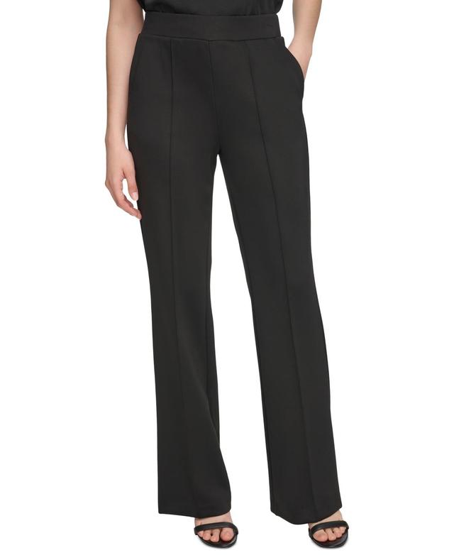 Calvin Klein Womens Seam-Front Wide-Leg Pants Product Image