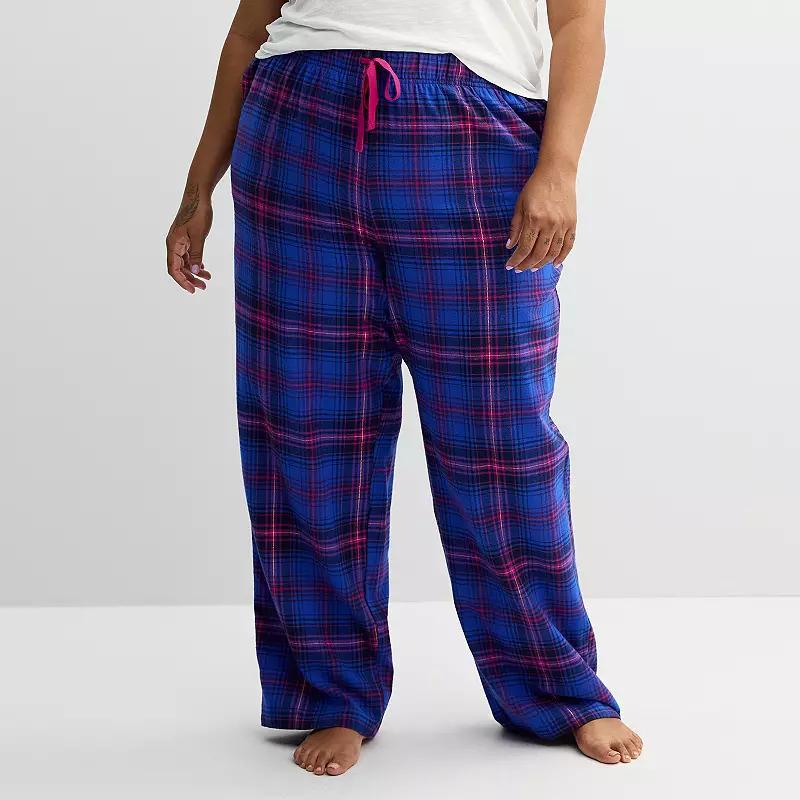 Plus Size Sonoma Goods For Life Flannel Pajama Pants, Womens Purple Black Plaid Product Image