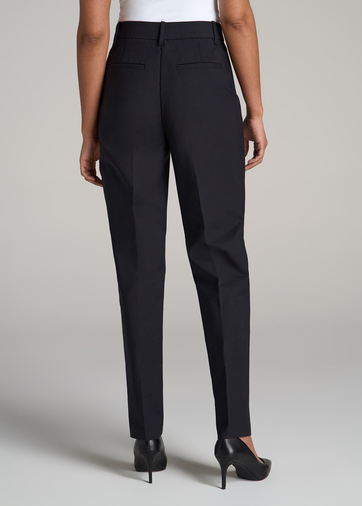 Flat Front Tapered Dress Pants for Tall Women in Black Product Image