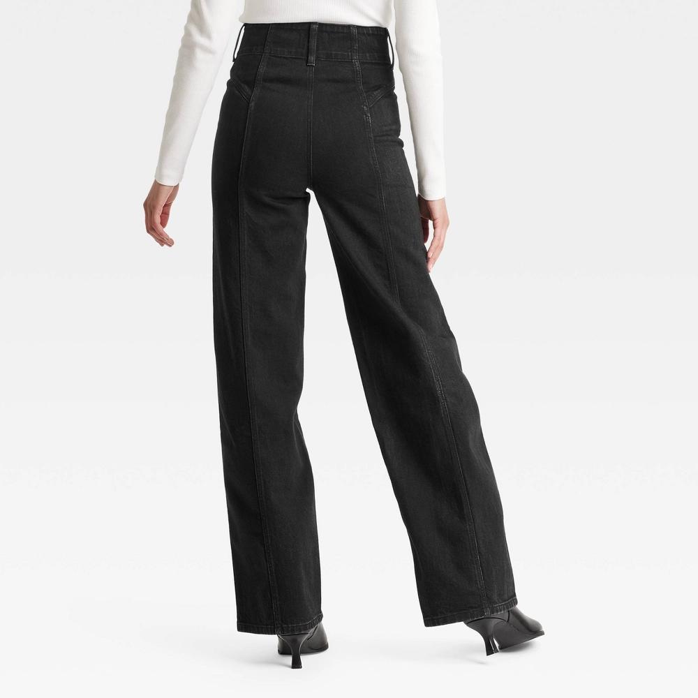 Women's High-Rise Tailored Wide Leg Jeans - Universal Thread™ Black 2 Product Image