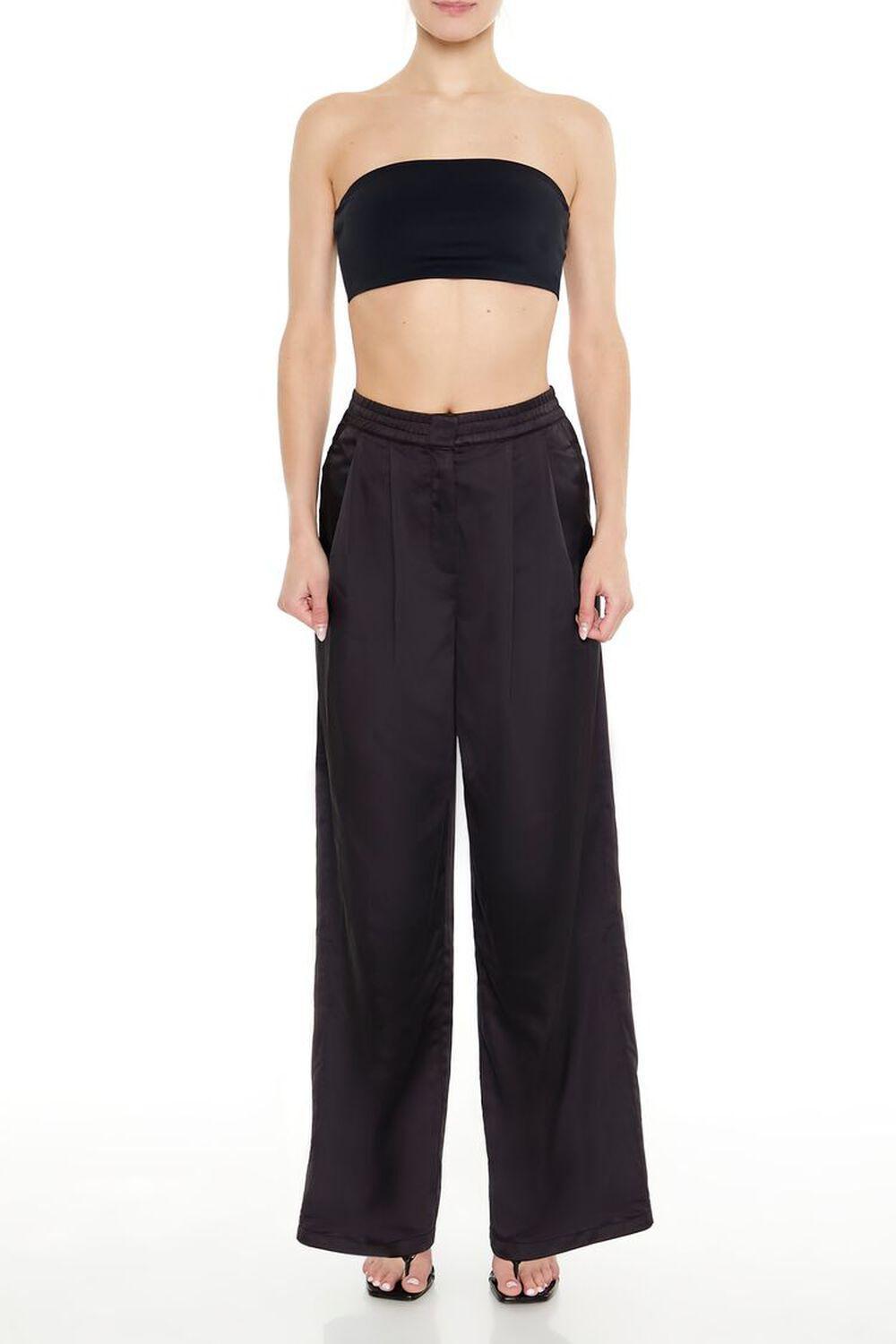 Satin Mid-Rise Trouser Pants | Forever 21 Product Image