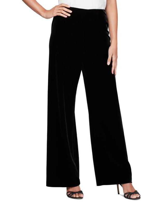 Alex Evenings Petite Size Stretch Velvet Flat Front Straight Leg Pull-on Pants Product Image