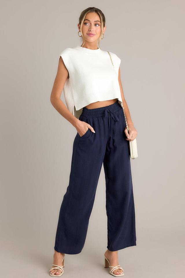 Midnight Comfort Navy Wide Leg Pants Product Image