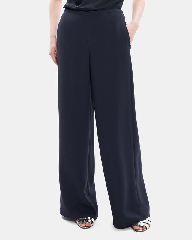 Wide-Leg Pull-On Pant in Oxford Crepe Product Image