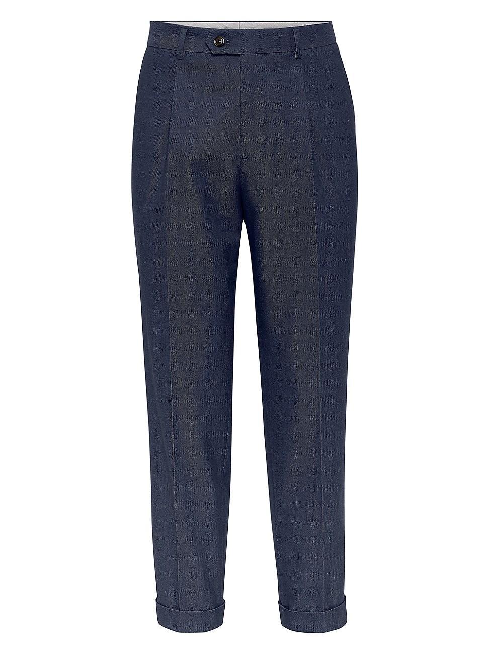 Mens Comfort Cotton and Cashmere Trousers with Pleat Product Image