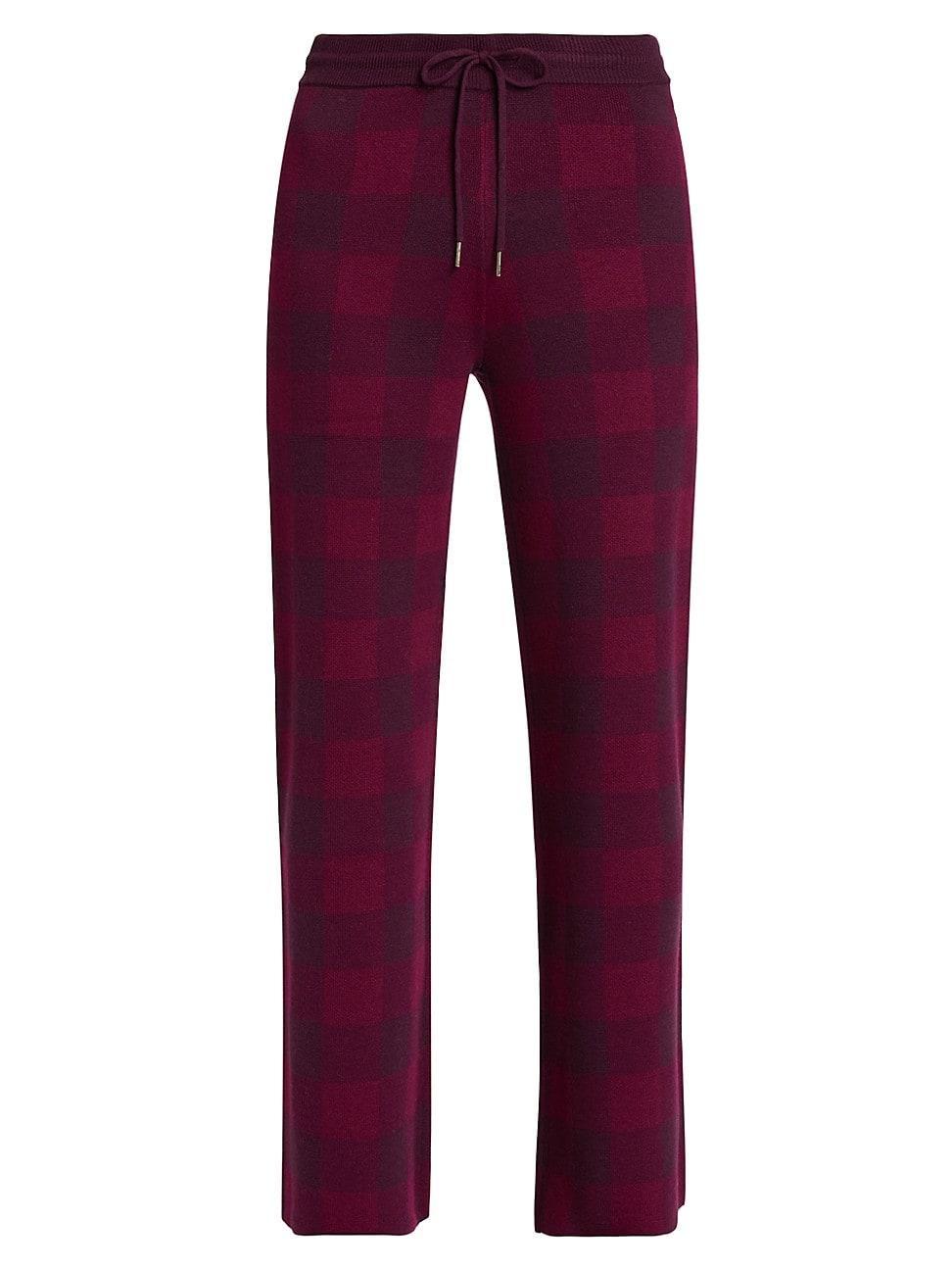 Womens Birdseye Plaid High-Rise Straight-Leg Pants Product Image