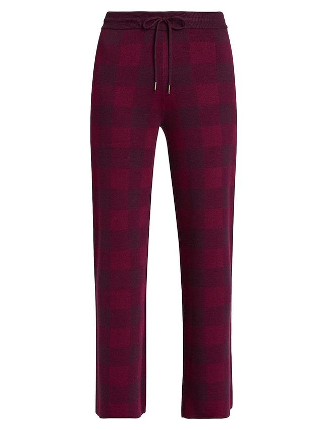 Womens Birdseye Plaid High-Rise Straight-Leg Pants Product Image