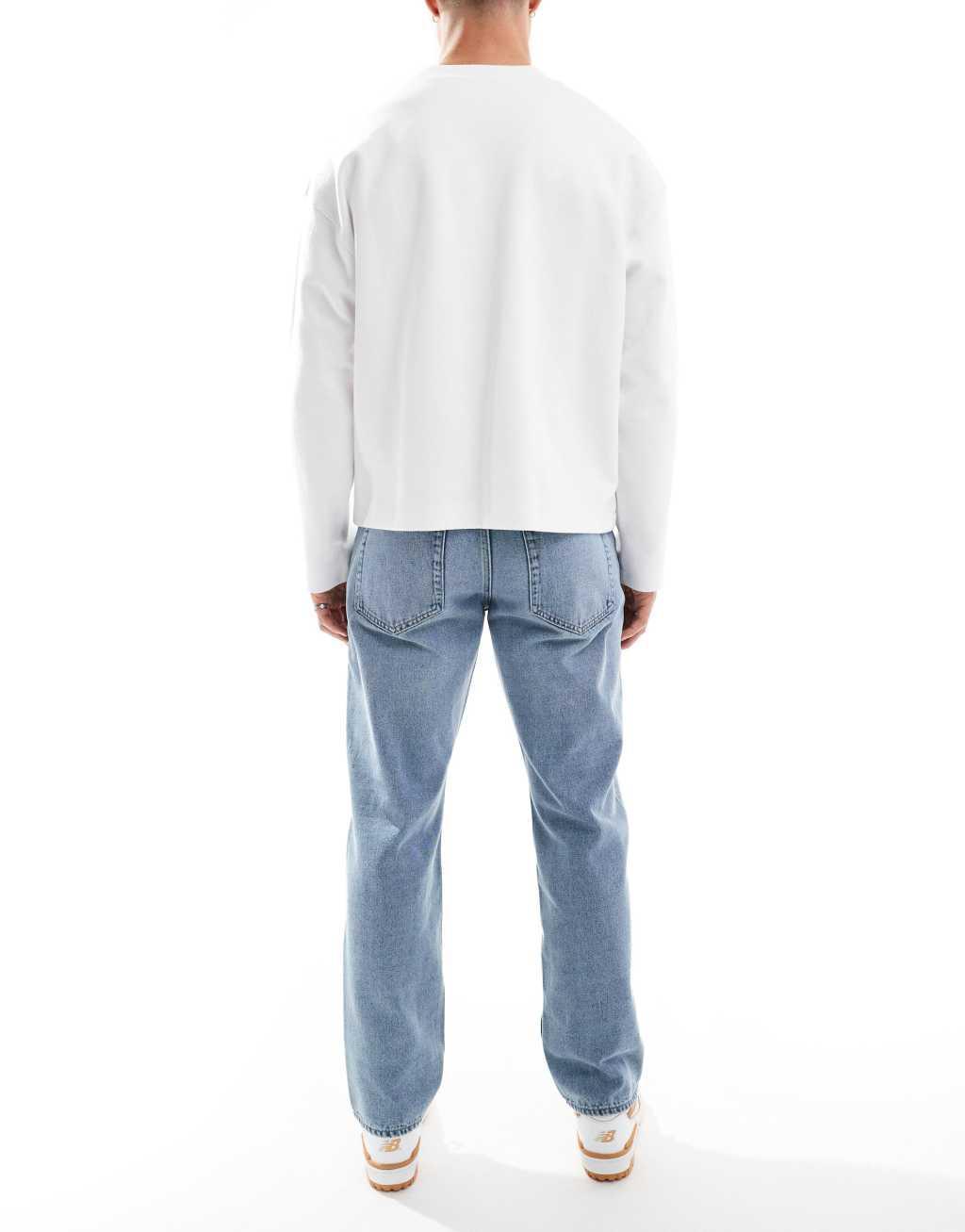 ONLY & SONS straight fit jeans in light blue wash Product Image