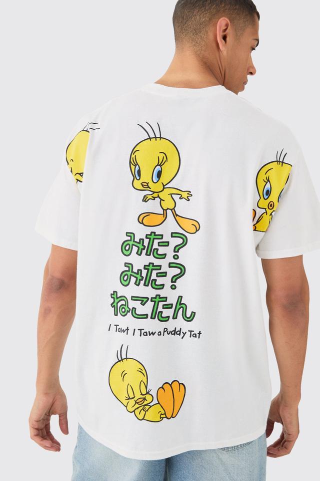 Oversized Large Scale Tweety Bird Back Print License T-shirt | boohooMAN USA Product Image