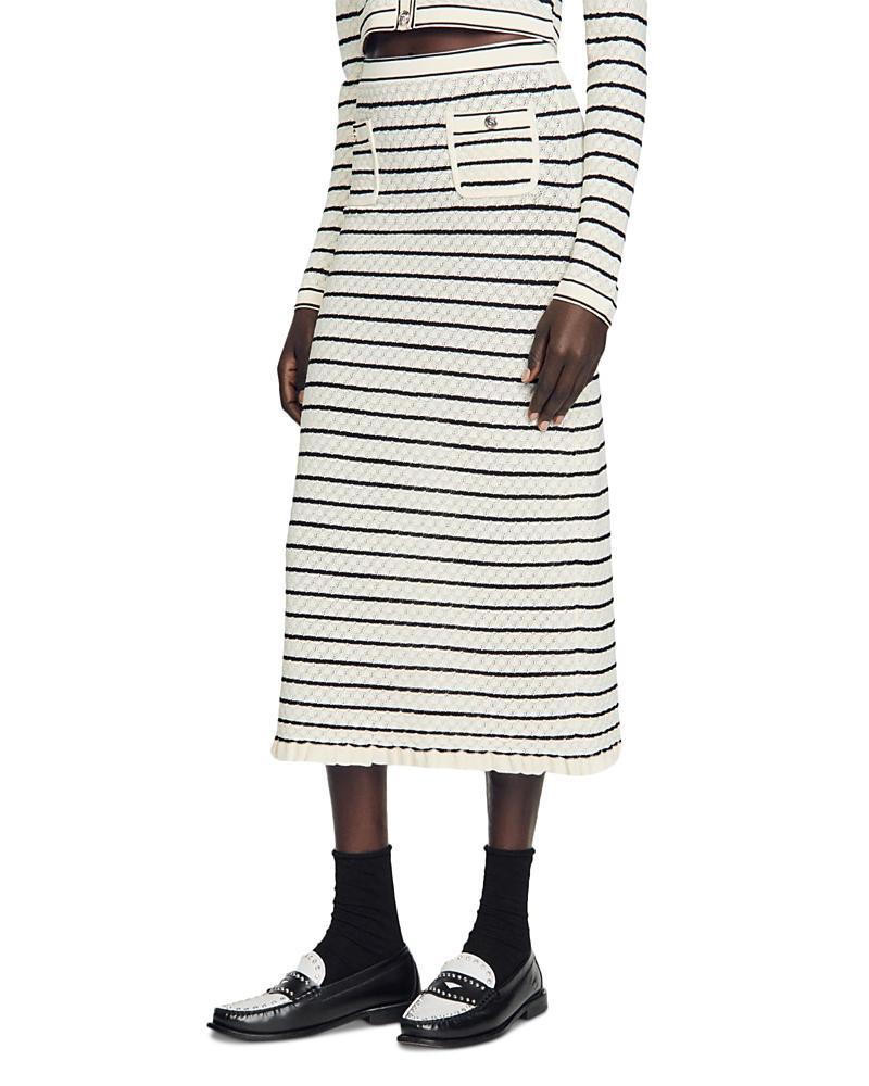 sandro Moline Stripe Midi Sweater Skirt Product Image