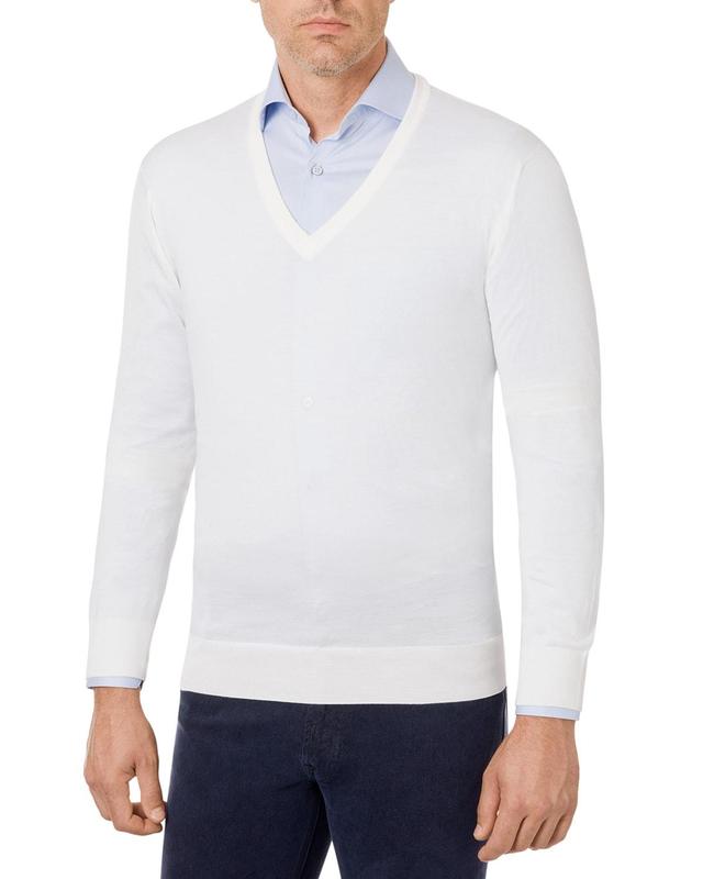 Mens V-Neck Wool-Silk Sweater Product Image