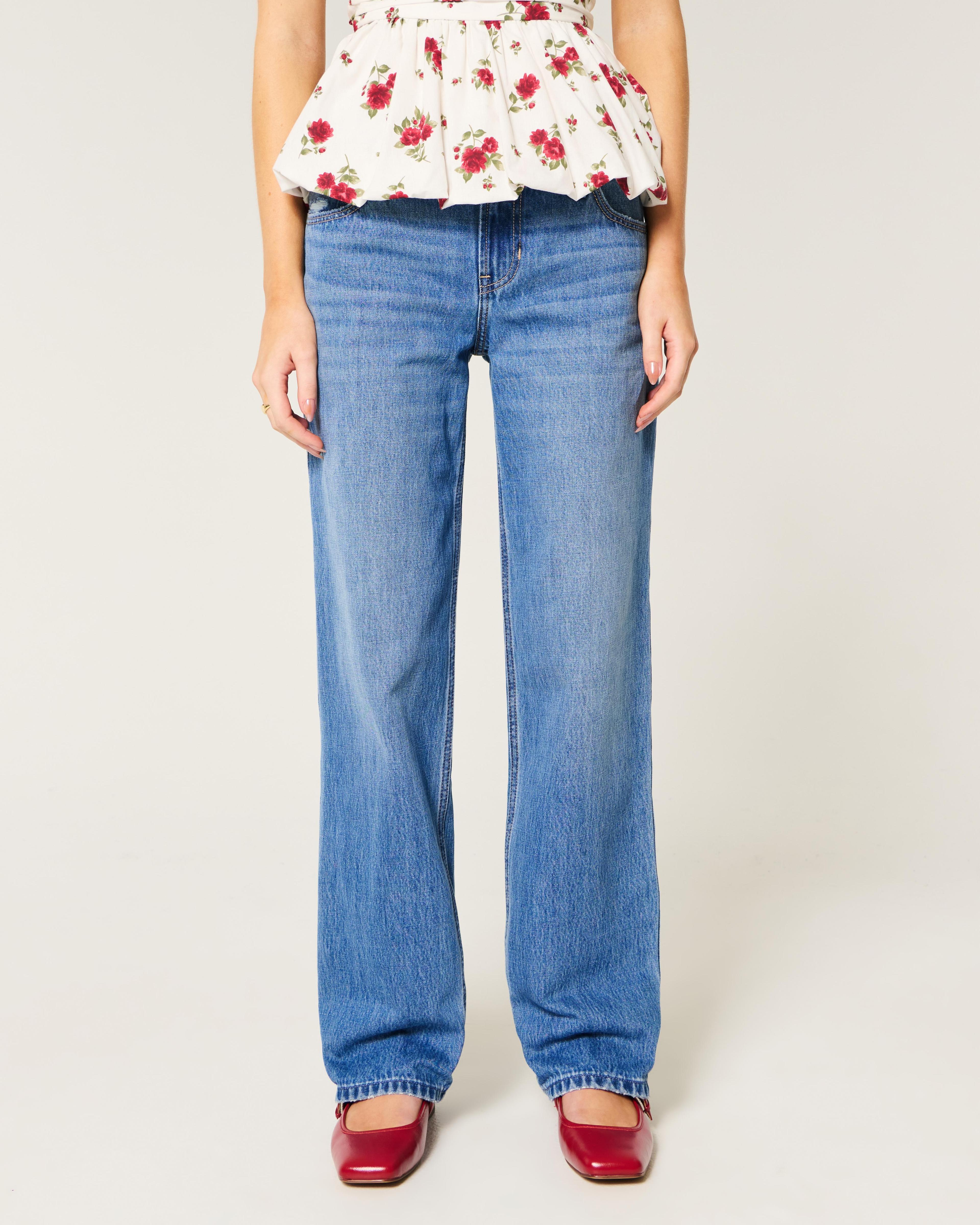 Low-Rise Medium Wash Loose Jeans Product Image