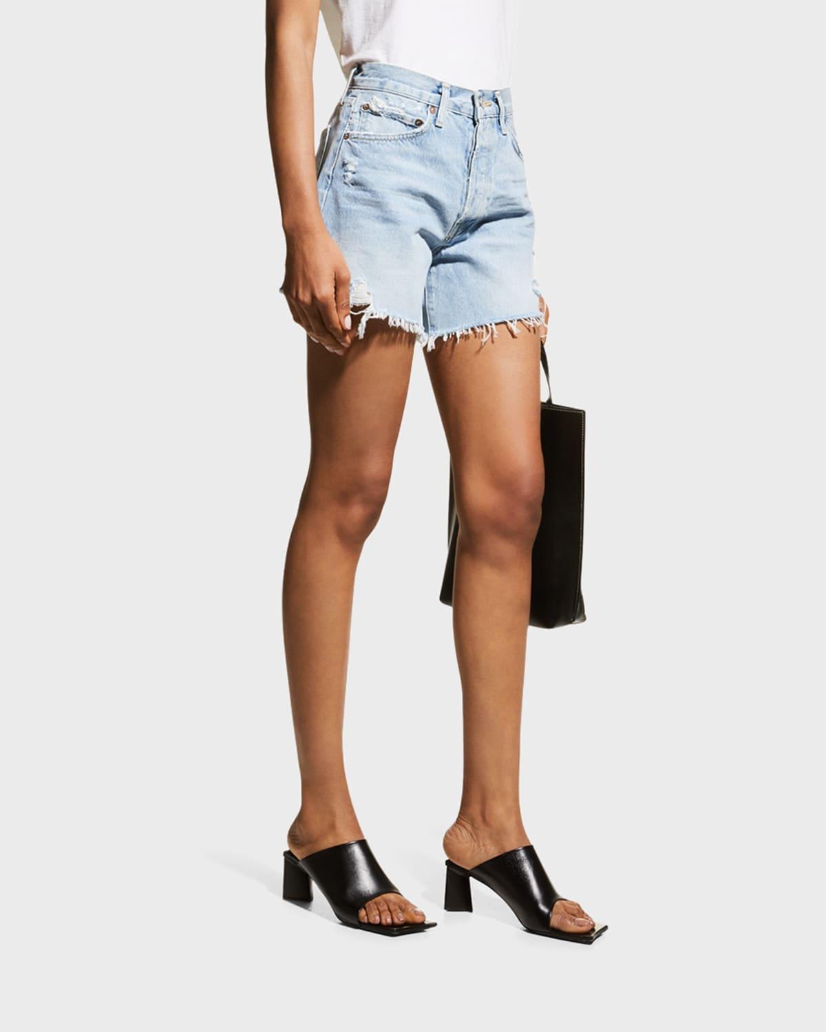 AGOLDE Parker Long High Waist Cutoff Denim Shorts Product Image