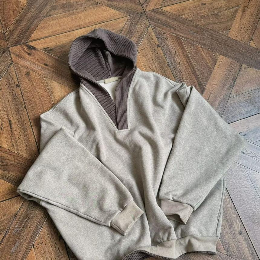 Two Tone Knit Hoodie Product Image