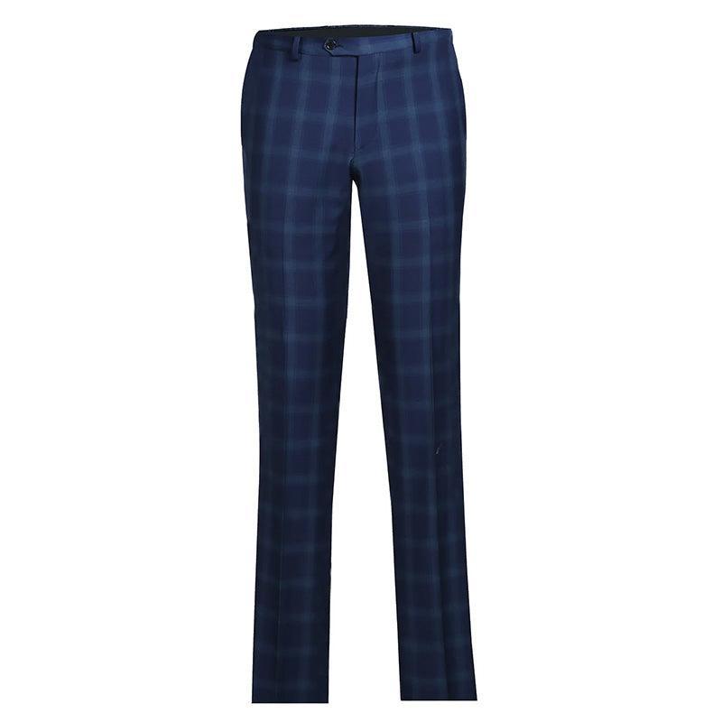 Classic Wool Regular Fit 2 Piece Checked Dress Suit in Blue Product Image