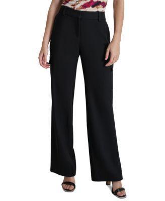 Dkny Womens Solid Straight-Leg Side-Pocket Mid-Rise Pants Product Image