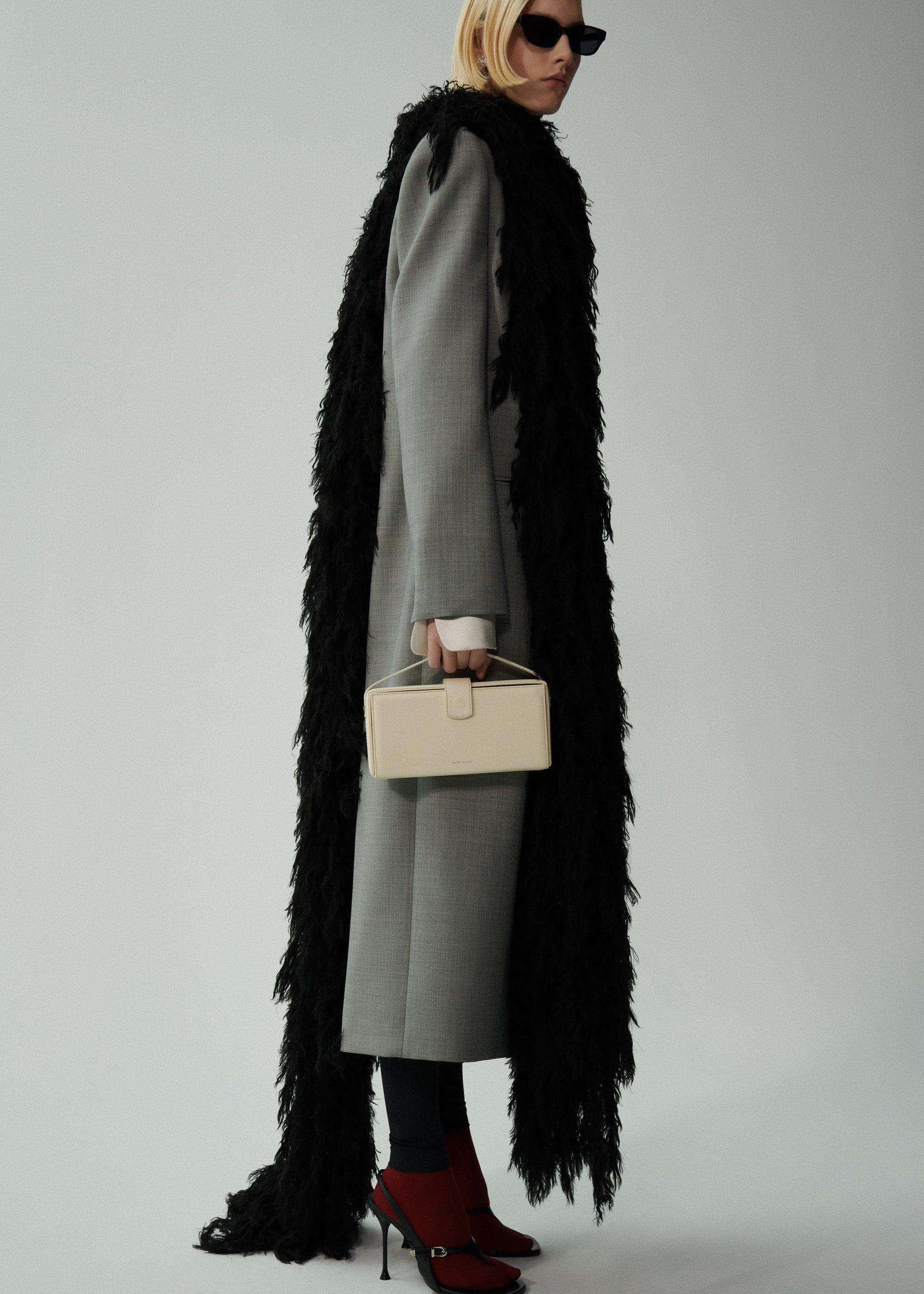 Long classic wool coat in grey Product Image