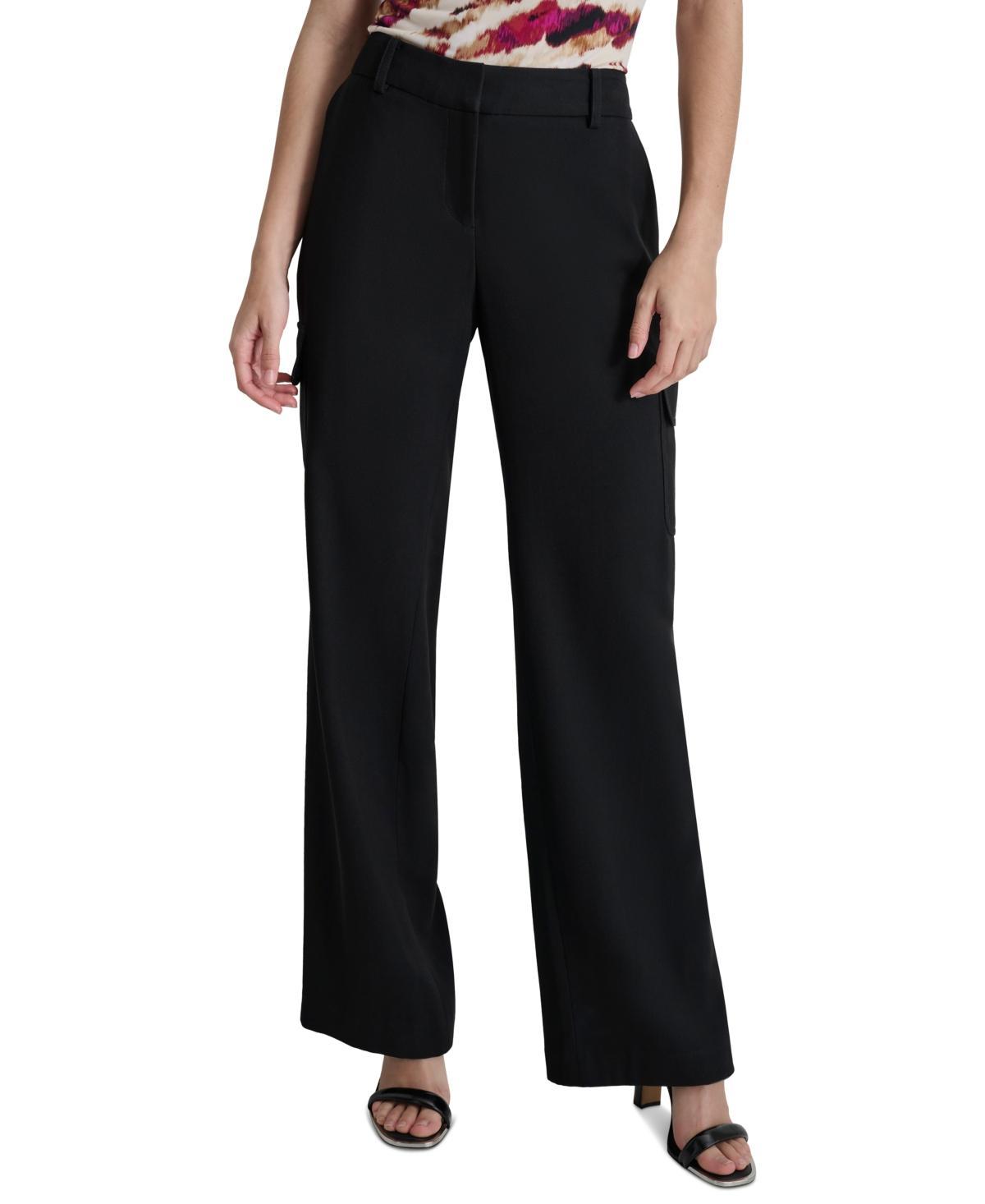 Dkny Womens Solid Straight-Leg Side-Pocket Mid-Rise Pants Product Image