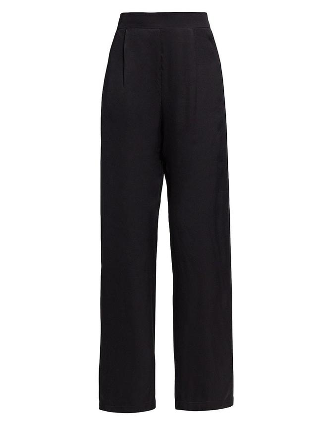 Womens Pleated Satin Wide-Leg Pants Product Image