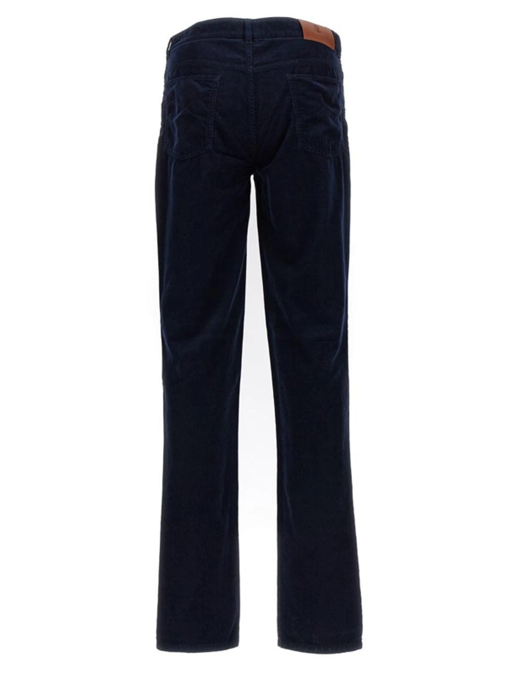 BRUNELLO CUCINELLI Straight-leg Cotton-corduroy Trousers In Blue Product Image