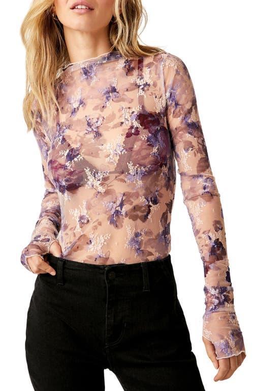 Free People Printed Lady Sheer Embroidered Long Sleeve Top Product Image